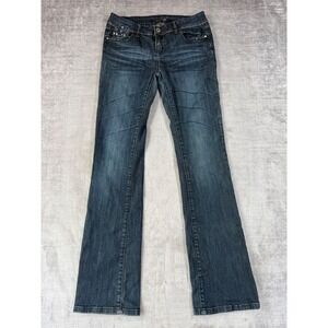 Seductions FD Jeans Women 9 Blue Bootcut Y2K Rhinestone Studded Low Rise McBling